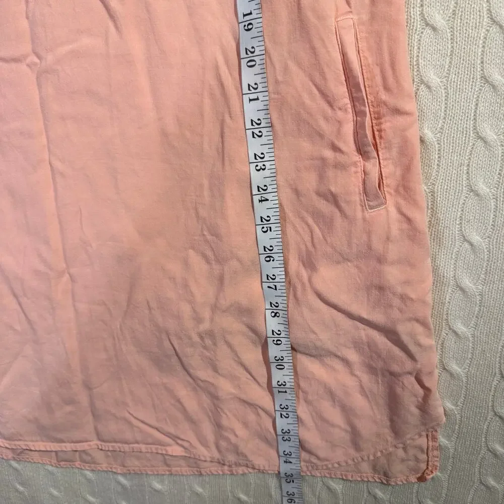 Bella Dahl Sleeveless A-line Wild Coral Pink Beach Boho Summer Shirtdress L - Picture 5 of 7